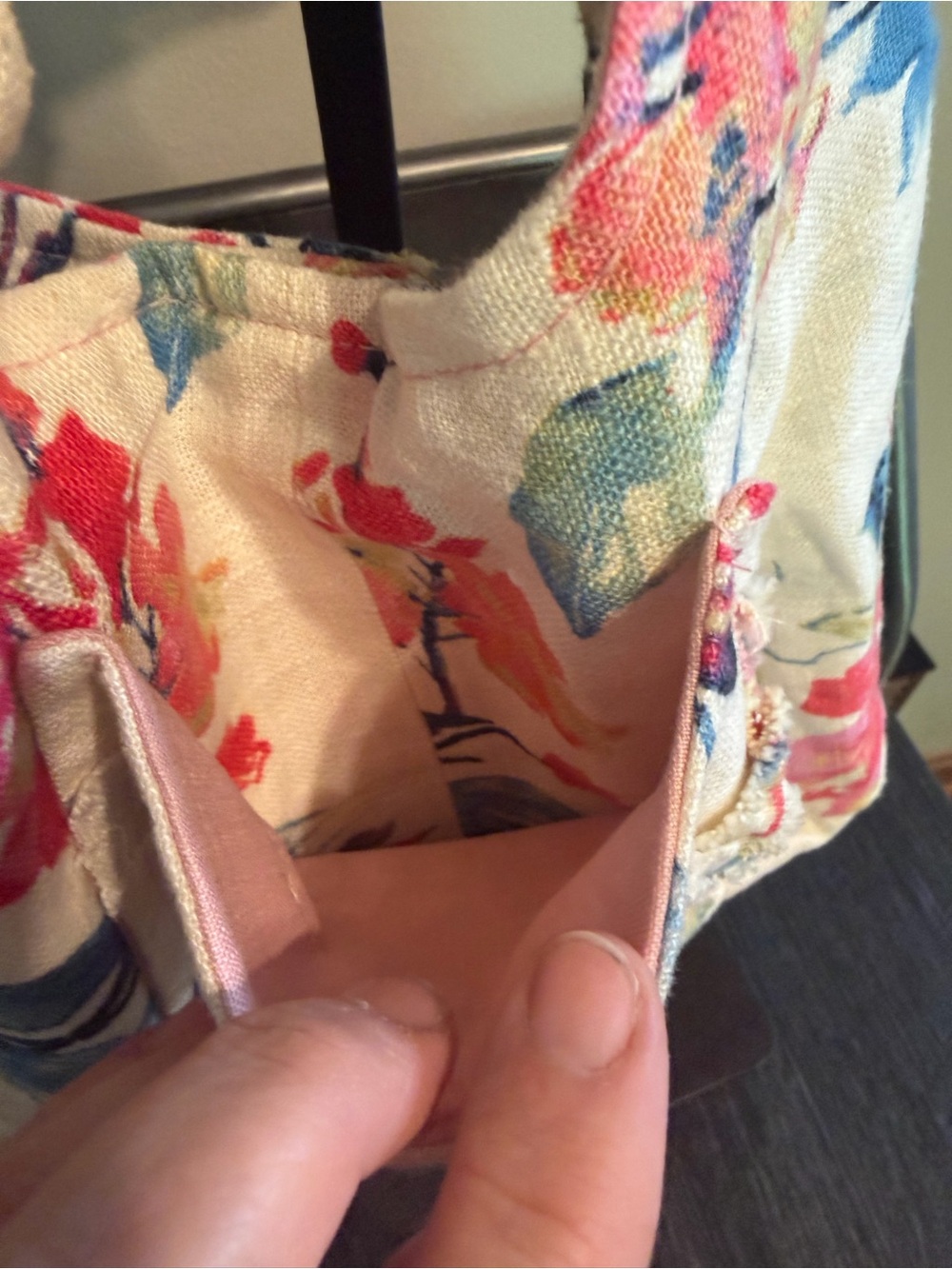 Nautical by Nancy Floral Bird Print Hobo Tote Bag Cottagecore Linen Look - Picture 3 of 8